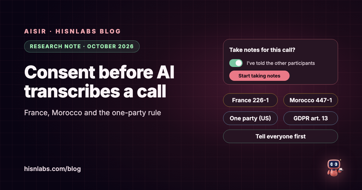 Consent before an AI transcribes a call: France, Morocco and the one-party rule